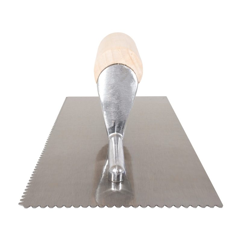 Llana profesional con dentada en "V" y extremo superior chato para la colocacion de adhesivos para pisos (1/8" x 1/8" x 1/16" - 0.32 cm x 0.32 cm x 0.16 cm); - 2